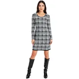 Damen Strick-Kleid im Karomuster Mini-Kleid mit langen Ärmeln 975864 Schwarz/Weiß - 32/34