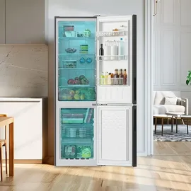 Cecotec Bolero CoolMarket Combi 250 Grey Glass D Kühl-Gefrierkombination (250 l, 1800 mm hoch, Grey Glass)