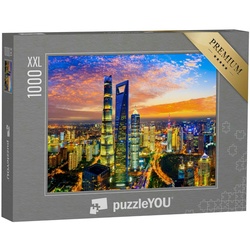 puzzleYOU Puzzle Puzzle 1000 Teile XXL „Shanghai bei Nacht“, 1000 Puzzleteile, puzzleYOU-Kollektionen Shanghai, Städte Weltweit