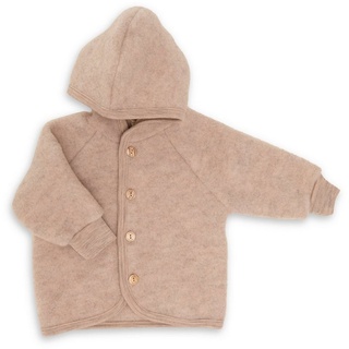 Engel Naturtextilien Engel Baby Jacke mit Kapuze Wollfleece (Sand Melange, 62-68) - 62-68