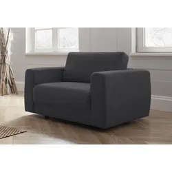 Sessel ANDAS "Hobro Loungesessel", grau (anthrazit), B:109cm H:60cm T:102cm, Luxus-Microfaser Lederoptik (100% Polyester), Struktur grob (100% Polyester), Samtoptik (100% Polyester), Sessel, Polstersessel, in 3 Bezugsqualitäten in vielen Farben, Design by Morten Georgsen