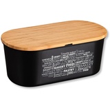 KESPER | Brotbox, Material: Melamin, Bambus, Maße: B: 34 x H: 14 x T: 18 cm, Farbe: Schwarz | 58503