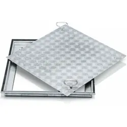 Zarges Schachtabdeckung aus Stahl – 1000 mm x 1000 mm, Begeh- oder befahrbar, Deckplatte