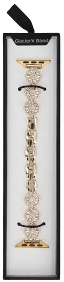Neue Armbanduhr GlacierX Zirconia Flower Chain Bracelet Gold für Apple Watch 38/40/41mm gold