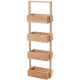 Mendler Regal HWC-B78, Standregal Badregal Ablageregal Wohnregal mit 4 Körben, Bambus 88x28x15cm