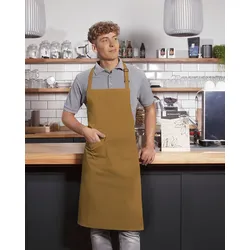 KARLOWSKY Latzschürze Basic mit Tasche und Schnalle - mustard - onesize