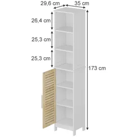 Vicco Looma Hochschrank 35 x 173 cm Weiß/Eiche Holz