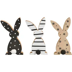 Deko Hasen mit Schwanz - 3er Set - Holz Osterhasen Osterdeko Ostern Hase Häschen