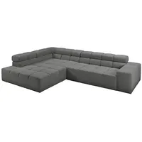 KAWOLA Ecksofa, Anthrazit, Schwarz, Echtholz, 4-Sitzer, Füllung: Komfortschaum, Ottomane
