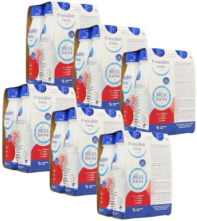 Pack Von 6 Fresubin Energy Drink Erdbeere Trinkflaschen 6x4x200ml