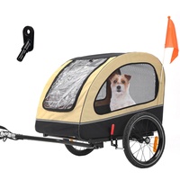 Sepnine Hundeanhänger für Fahrrad,Fahrradanhänger Hunde,Mit Reflektor und Bremse,600D Oxford Canvas Geschützt vor Regen,Maximale Belastung 40kg(Hellbraun/Schwarz)