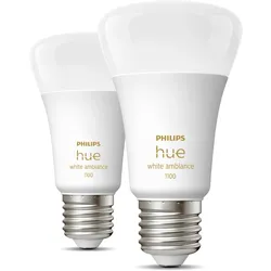Philips Hue White ambience E27 - Smarte Lampe A60 Doppelpack - 1100