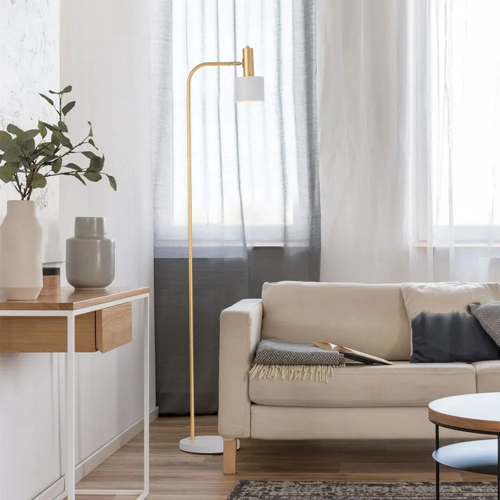Paz Skandi Stehleuchte in Goldfarben-Matt Weiß