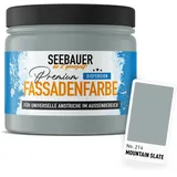 SEEBAUER diy Universal-Fassadenfarbe Grau 300ML für Außen (No. 214 Mountain Slate) Hoch deckende Fassadenfarbe mit Wetterschutz - Geeignet für Putz, Mauerwerk und Beton