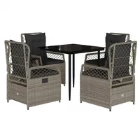 VidaXL 5-tlg. Garten-Essgruppe mit Kissen Hellgrau Poly Rattan