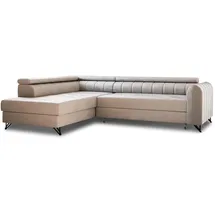 Sofnet Ecksofa Alice mit Schlaffunktion und Bettkasten, Wohnlandschaft mit einstellbare Kopfstützen, Couch, Sofa, Bettsofa, Schlafsofa Beige, (Paros 02),...