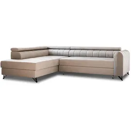 Sofnet Ecksofa Alice mit Schlaffunktion und Bettkasten, Wohnlandschaft mit einstellbare Kopfstützen, Couch, Sofa, Bettsofa, Schlafsofa Beige, (Paros 02),...