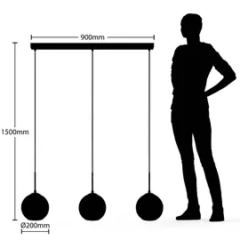 LINDBY Hiwana 3-flg. 110 cm kugelförmig grau/schwarz