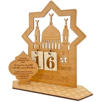 20*20cm Ramadan Kalender aus Holz Countdown Kalender Eid Mubarak Kalender Adventskalender, Typ C