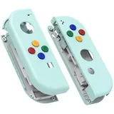 eXtremeRate Joycon Shell & Tasten, Matt DIY-Ersatz Gehäuse Grips Skin Hülle & Knöpfe Buttons Umbau Set für Nintendo Switch/Switch OLED Joycon Controller-Helles Cyan [KEIN Joy Con]