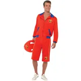 Smiffys Rettungsschwimmer-Kostüm für Herren Baywatch, Rot, mit Jacke & langen Shorts