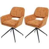 Mendler 2er-Set Esszimmerstuhl HWC-N74, Küchenstuhl, drehbar Auto-Return, Stoff Chenille (490g/m2) Öko-Tex ~ ocker-gelb