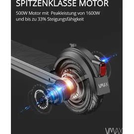 Vmax E-Scooter mit Straßenzulassung mit Blinkern, Elektroroller Max.20km/h, 55km Reichweite - Schwarz