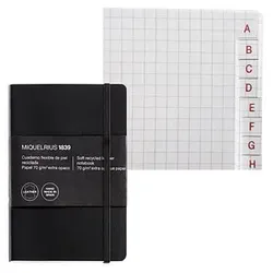 MIQUELRIUS Notizbuch Leather kariert, schwarz Softcover 300 Seiten