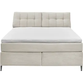 Set One by Musterring Boxspringbett "Fairfield", beige, B:186cm L:242cm, 92% Polyester, 8% Nylon, SET ONE BY MUSTERRING, Komplettbetten, Boxspringbett, Kopfteil in Kassenoptik, Metallfuß schwarz, Breite 160 oder 180 cm
