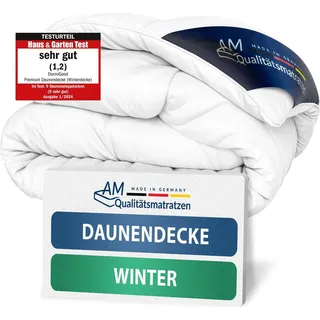 DormiGood | Premium Daunendecke | 155x220 cm | Winterdecke | 100% Daunen (1140g) | Bettdecke | 155x220 | Winterbett | Winter | Warm | Dick | Nomite... | Weiß