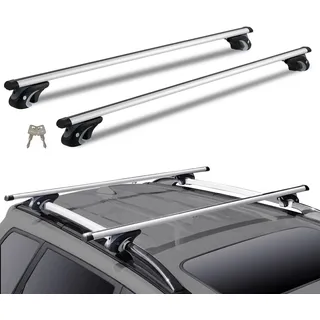 Vevor Dachträger Universal Dachgepäckträger Auto Alu Querträger 90 kg Tragkraft, für erhöhte Seitenschiene mit Lücke, passend Innenabstand des Dachbalkens 19-101 cm, Rohrdurchmesser 28-68 mm