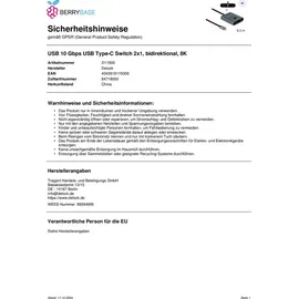 DeLock USB 10 Gbps USB Type-C Switch 2 auf 1 bidirektional 8K