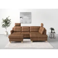 sit&more Ecksofa SIT & MORE "Farö L-Form", braun (cognac), B:251cm H:90cm T:187cm, Sofas, Ecksofa, inklusive Federkern, wahlweise mit Bettfunktion und Bettkasten