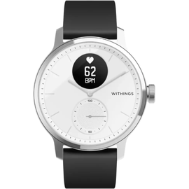 Withings ScanWatch 42 mm weiß/silber, Silikonarmband schwarz/rosegold