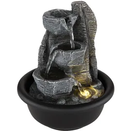 GLOBO 2x Tischbrunnen Zimmerbrunnen Wohnzimmer LED Warmweiß Schwarz Aufbau H 19 cm