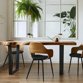 ECD Germany 2x Tischbeine aus Vierkantprofilen, 90 x 72 cm, Schwarz, pulverbeschichtete Stahl, Industriedesign, Metall 90x8x72 Esszimmer, Tische, Esstische, Tischsysteme