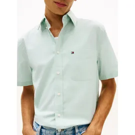 Tommy Hilfiger Kurzarmhemd TOMMY HILFIGER "LIGHT OXFORD SOLID", Herren, Gr. L, N-Gr, grün (crushed mint), Web, Obermaterial: 97% Baumwolle, 3% Elasthan, regular fit normal, Hemden, regular fit, Button-down-Kragen