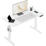 Woltu Höhenverstellbarer Schreibtisch, Computertisch mit USB-Ladeanschluss, Weiß 120x60 cm - Weiß