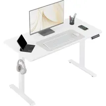 Woltu Höhenverstellbarer Schreibtisch, Computertisch mit USB-Ladeanschluss, Weiß 120x60 cm - Weiß