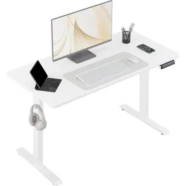 Woltu Höhenverstellbarer Schreibtisch, Computertisch mit USB-Ladeanschluss, Weiß 120x60 cm - Weiß