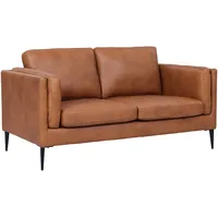 2-Sitzer Sofa Aicena Leder Cognac - Komfortsofa mit Taschenfederkern & Metall-Gestell