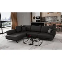 Sehr bequemes, praktisches, hochfunktionelles, elegantes Ecksofa, Ottomane links oder Rechts, Schlafsofa mit Schlaffunktion, Schlafsofa mit Bettkas... - Schwarz
