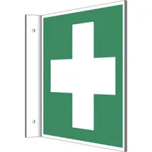 MBS FIRE Fahnenschild Erste Hilfe Kreuz 15 x 15 cm nachleuchtend