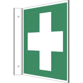 MBS FIRE Fahnenschild Erste Hilfe Kreuz 15 x 15 cm nachleuchtend
