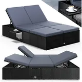CASARIA Sonnenliege 200 x 115 x 33 cm Schwarz/Anthrazit