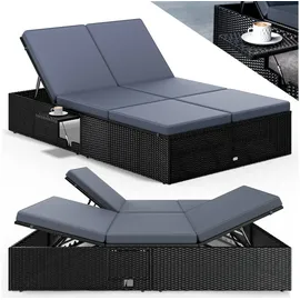 CASARIA Sonnenliege 200 x 115 x 33 cm Schwarz/Anthrazit