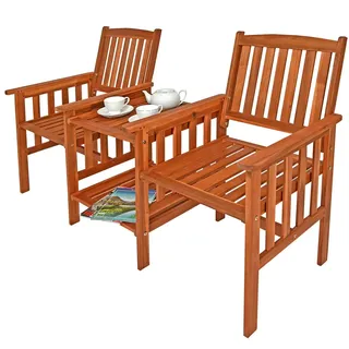 CASARIA Gartenbank Akazienholz mit Tisch 164x63x91cm