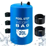 Poolleiter Gewichte 20L Universal Pool Stufengewichte Sandsack Wasserdicht 500D PVC Schwimmbad Treppengewichte für Aufstell- und Innenpool mit Nylongriff Blau