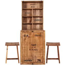 Klapptisch mit 2 Hockern RUSTIC Mangoholz