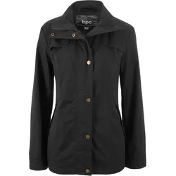 bonprix Jacke mit Stehkragen, schwarz, 48, mit Baumwolle